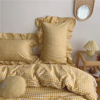 Čist pamuk komplet posteljina s рифленым ruba čistog pamuka uzorak jednostavnost krevetu deka jastučnicu 4kom