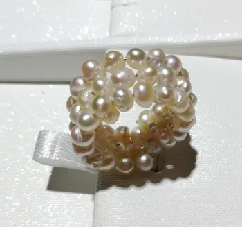 Šarm žene nakit 3 teme prsten prirodni biseri 2x4mm svijetlo ljubičasta, barokni biser ručni rad, prsten podesive veličine pravi biser poklon