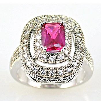Šarm ženski nakit, prsten Crveni CZ Crystal silver boja выдалбливают prsten za žene godišnjica vjenčanja nakit darove pribor