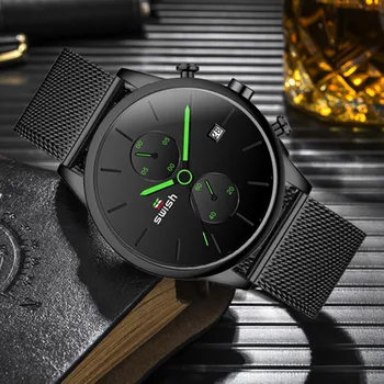 ŠVICARSKU muški ručni sat od nehrđajućeg čelika 2020 moda crna quartz chronograph vojne sat vodootporan sportski sat Montre