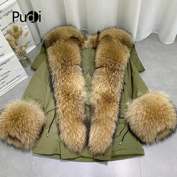 žene prirodni krzno jaknu, kaput zima Novi pravi lisica rakun krzna ovratnik jakne kaputi CT950
