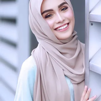 Ženski balon šifon šal muslimanski hidžab kape kape čvrste šalovi običan šal хиджабы šalove 180x75cm 47 boja