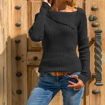 Ženski džemper dame kukičane majice nepravilnog ovratnik ovjes pulover kardigan džemper, pulover smeđa božićni pulover Dres mujer