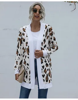 Ženski nove jesensko zimske grafike duge cardigans 2020 dugi rukav ženski леопардовый kardigan kaput plus size ženski dugi kardigan kaput