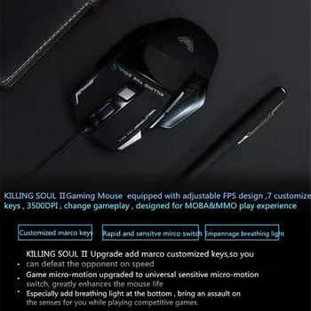 Žičano gaming miš 7 programabilnih gumba ergonomski miš 2400 dpi optički miš za tablet telefona PC laptop