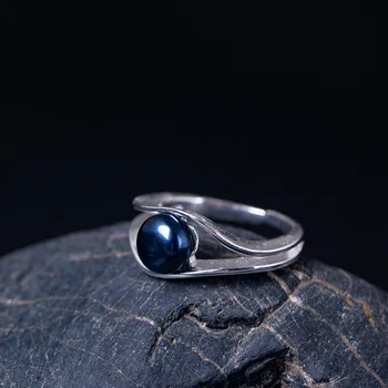 Форзац 925 sterling srebra Devil Eyes Natural Blue pearl otvoreni prsten za žene Street Beat Trend Lady Party Jewelry